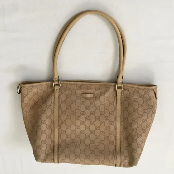 GUCCI Vintage Joy Embossed GG Leather Tote Tan - Picture 1 of 16